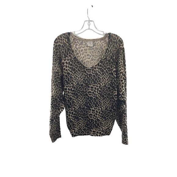 By Together Womens V-Neck Pullover Leopard Print Sweater Size Small - Picture 1 of 9